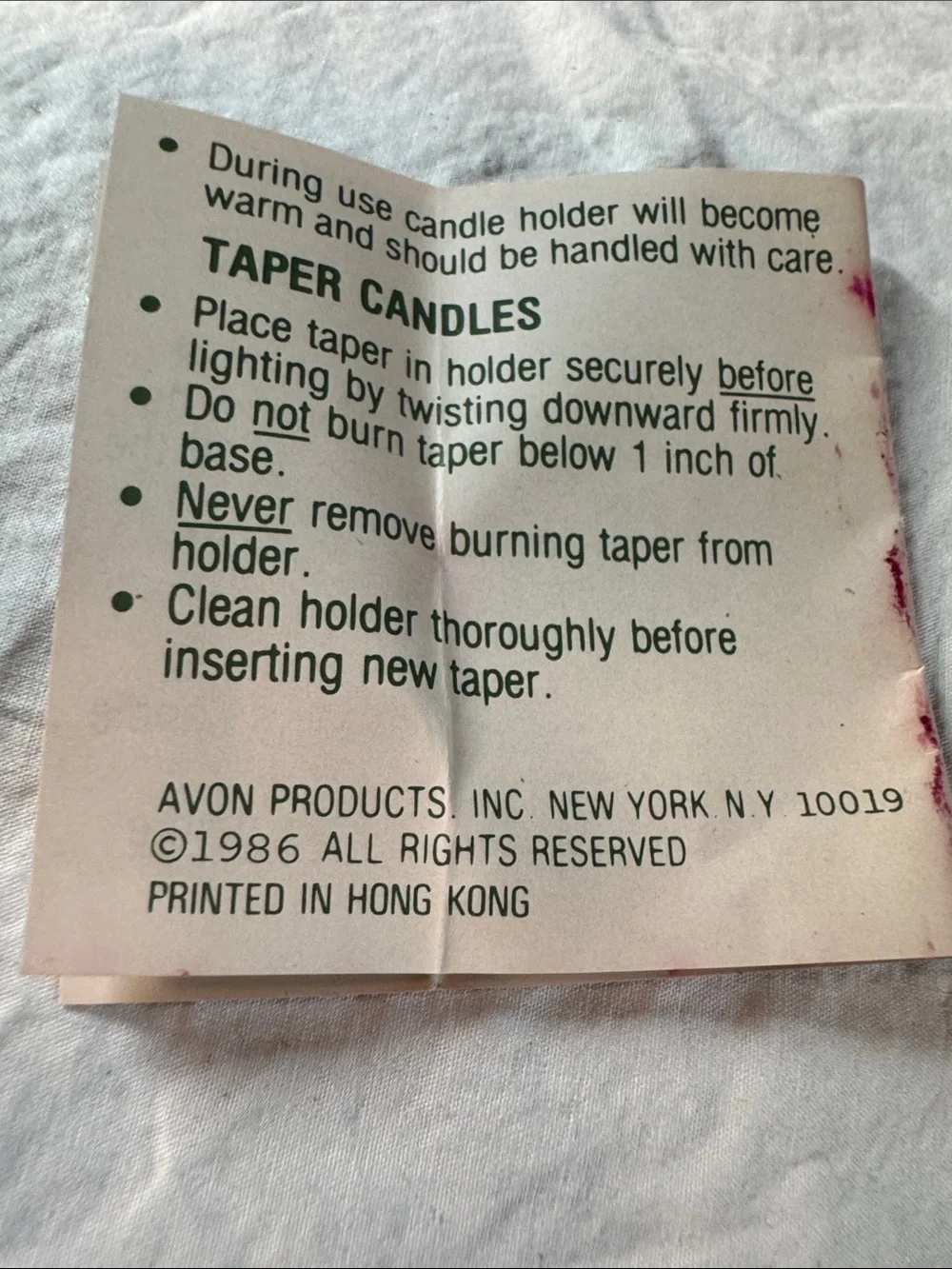Avon 1986 Bayberry Red Fragranced Votive Candle